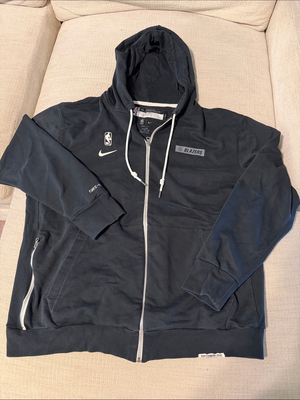Nike Black Trail Blazers Full-Zip Hoodie with White Accents